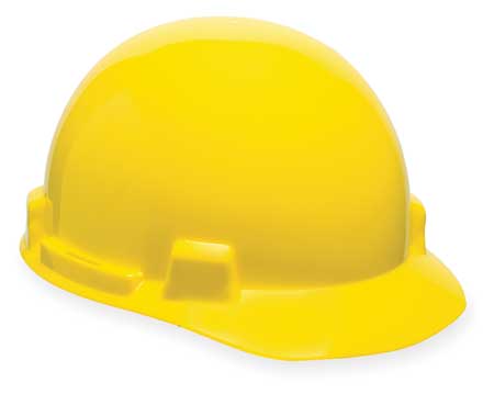 MSA SAFETY Front Brim Hard Hat, Type 1, Class E, Ratchet (4-Point), Yellow 10074069