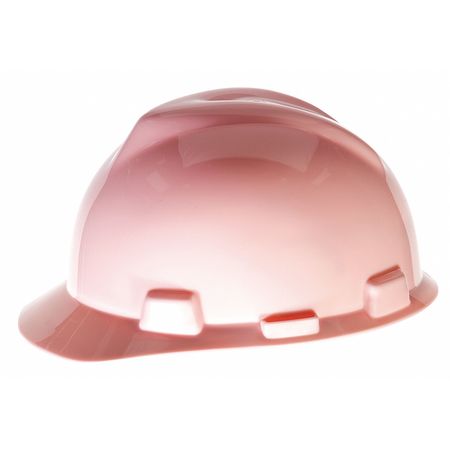 Msa Safety V-Gard Front Brim Hard Hat, Slotted, Cap Style, Type 1, Class E, Staz-On Pinlock Suspension, Pink 485364