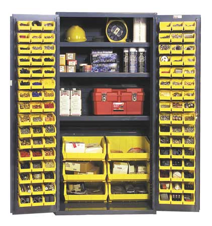 DURHAM MFG Extra-Heavy Duty Bin Cabinet, 36 in W, 72 in H, 24" D, 102 Bins 3501-BDLP-102-3S-95