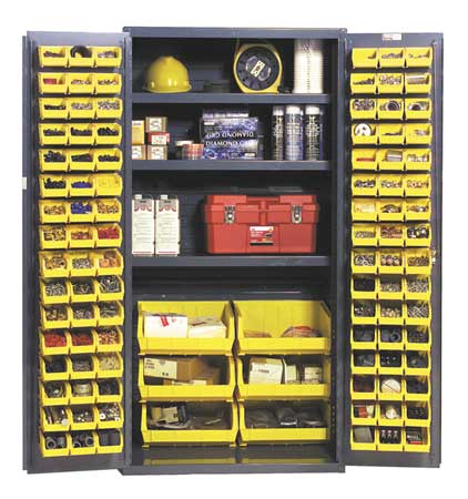 Durham Mfg Extra-Heavy Duty Bin Cabinet, 36 in W, 72 in H, 24" D, 102 Bins 3501-BDLP-102-3S-95