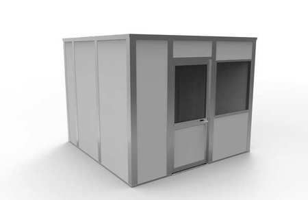 Porta-King 4-Wall Modular In-Plant Office, 8 ft H, 10 ft W, 10 ft D, Gray VK1DW 10'x10' 4-Wall