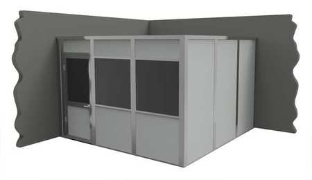 Porta-King 2-Wall Modular In-Plant Office, 8 ft H, 12 ft W, 12 ft D, Gray VK1STL 12'x12' 2-Wall