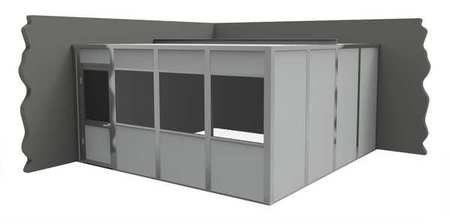 Porta-King 2-Wall Modular In-Plant Office, 8 ft H, 16 ft W, 16 ft D, Gray VK1STL 16'x16' 2-Wall
