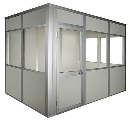 Porta-King 4-Wall Modular In-Plant Office, 8 ft H, 10 ft W, 10 ft D, Gray VK1STL 10'x10' 4-Wall