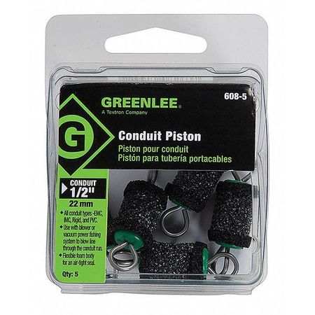 Greenlee Piston, Foam, 1/2 In, Pk5 608-5