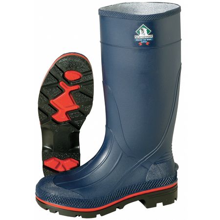 Honeywell Servus MAX Plain-Toe Women's Work Boots, PVC, Chemical-Resistant, 15 in H, Navy/Red/Black, Size 8, 1 Pair 75126/8