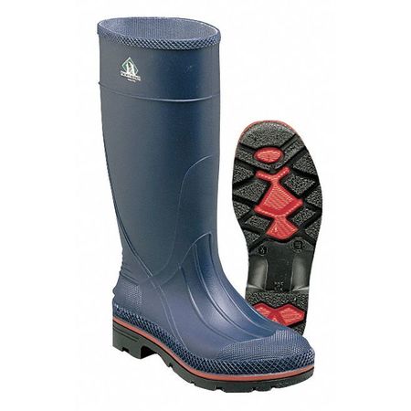 HONEYWELL SERVUS MAX Plain-Toe Women's Work Boots, PVC, Chemical-Resistant, 15 in H, Navy/Red/Black, Size 9, 1 Pair 75126/9