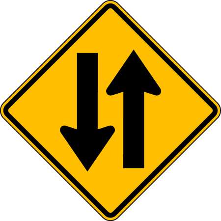 LYLE Two Way Traffic Traffic Sign, 24 in H, 24 in W, Aluminum, Diamond, No Text, W6-3-24DA W6-3-24DA