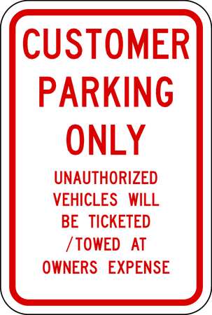 LYLE Customer Parking Sign, 18" W, 24" H, English, Aluminum, White RP-017-RW-18HA