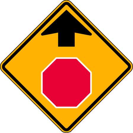 LYLE Stop Sign Ahead Pictogram Sign, 30" W, 30" H, No Text, Aluminum, Yellow W3-1-30DA