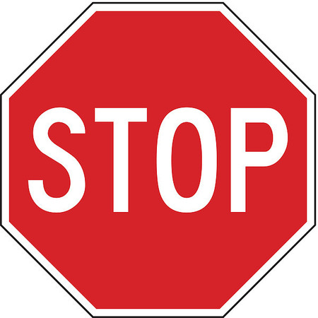ZING Stop Sign, 12" W, 12" H, English, Aluminum, Red, MUTCD Code: R1-1 2430