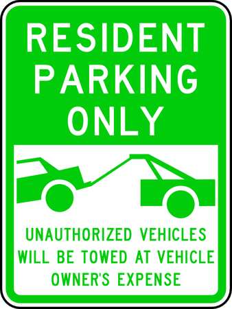 LYLE Resident Parking Sign, 18" W, 24" H, English, Aluminum, Green, White RP-126-18HA