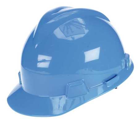 Msa Safety Front Brim Hard Hat, Type 1, Class E, Ratchet (4-Point), Blue 477478