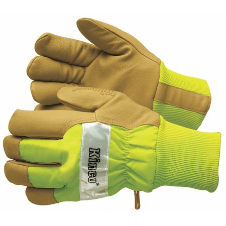 KINCO Leather Gloves, Insulated, LimeGreen, XL, PR 1939KW-XL