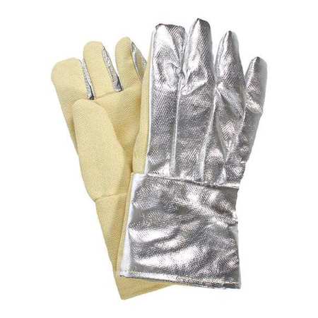 NATIONAL SAFETY APPAREL Heat Resist. Gloves, Slvr/Ylw, Univ., PR G51TCNL14