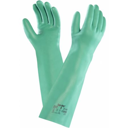 Ansell 18" Chemical Resistant Gloves, Nitrile, 9, 1 PR 37-185