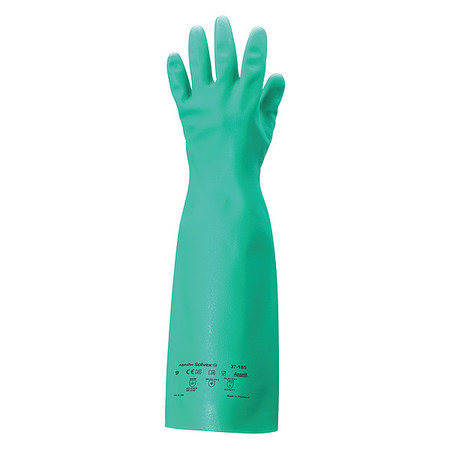 Ansell 18" Chemical Resistant Gloves, Nitrile, 9, 1 PR 37-185