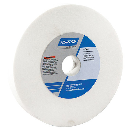 Norton Abrasives Grinding Wheel, T1, 6x3/4x1, AO, 100G, White 07660788247