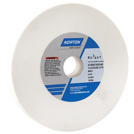 Norton Abrasives Grinding Wheel, T1, 6x3/4x1, AO, 150G, White 07660788248