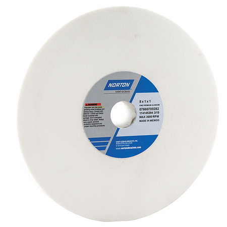 Norton Abrasives Grinding Wheel, T1, 8x1x1, AO, 100G, White 07660788282