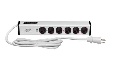WIREMOLD Outlet Strip, 15A, 6 Outlet, 6 ft., White ULM6-6