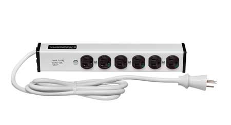 Wiremold Outlet Strip, 15A, 6 Outlet, 6 ft., White ULM6-6