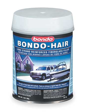 BONDO Body Filler: Polyester, Red, Concrete/Fiberglass/Metal/Wood, 3 min  Working Time, Can