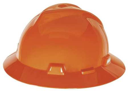 Msa Safety Full Brim Hard Hat, Type 1, Class E, Pinlock (4-Point), Orange 454734