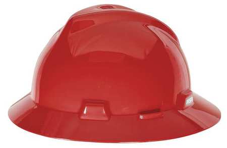 Msa Safety Full Brim Hard Hat, Type 1, Class E, Pinlock (4-Point), Red 454736