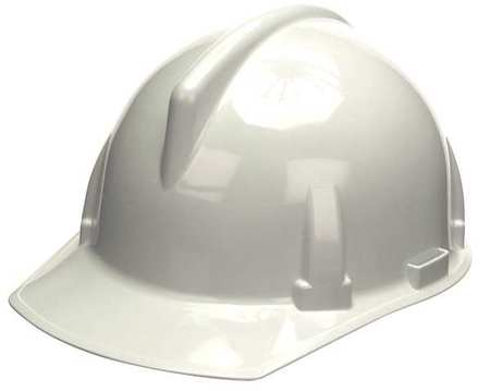 MSA SAFETY Front Brim Hard Hat, Type 1, Class E, Ratchet (4-Point), White 475385