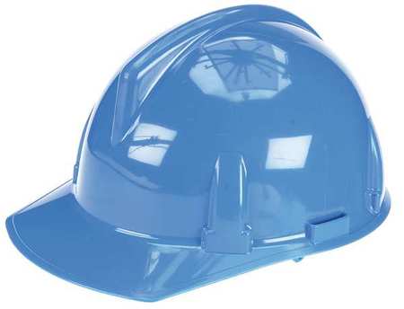 MSA SAFETY Front Brim Hard Hat, Type 1, Class E, Ratchet (4-Point), Blue 475380