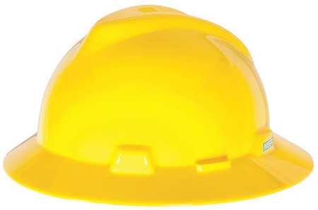 Msa Safety Full Brim Hard Hat, Type 1, Class E, Pinlock (4-Point), Yellow 454730