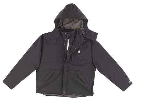 Carhartt Men's Black Nylon Rain Jacket size XLT J162-001 XLG TLL