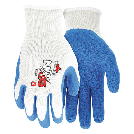 Mcr Safety Latex Coated Gloves, Palm Coverage, Blue/White, L, PR 9680L