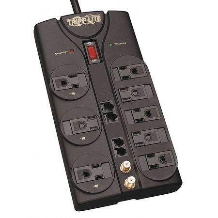 Tripp Lite Datacom Surge Protector, 8 Outlet, Black TLP810NET