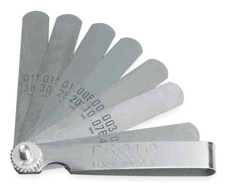Proto Feeler Gauge Set, 9 Blades, 3 1/16 In J000A