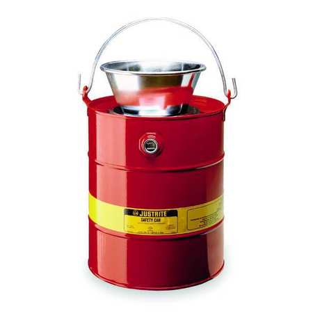 JUSTRITE Drain Can, 3 Gal., Red, Galvanized Steel 10903