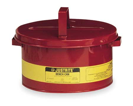 JUSTRITE Bench Can, 2 Gal., Galvanized Steel, Red 10575