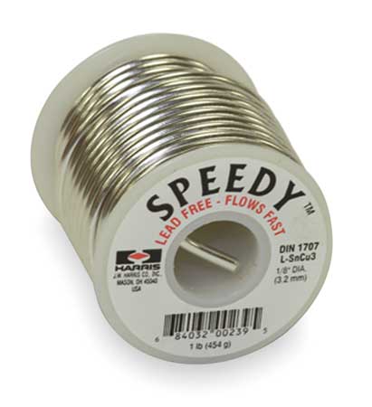 Harris Solid Wire Solder, Lead Free, 450 to 555 F SPDY61POP