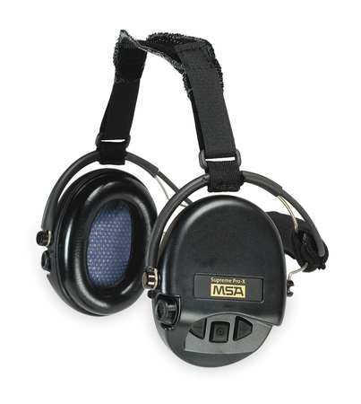 MSA SAFETY Behind-the-Head Electronic Ear Muffs, 18 dB, Supreme Pro-X, Black 10082166