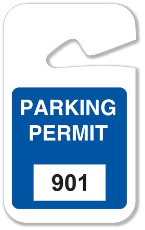 BRADY Parking Permits, Rearview, 901-1000, Wt/Blu 96270