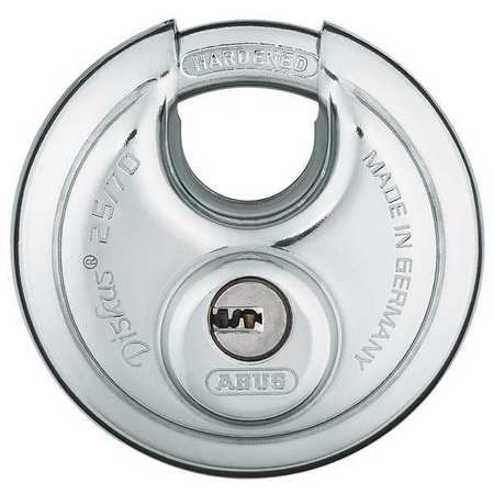 ABUS Padlock, Keyed Alike, Partially Hidden Shackle, Disc Stainless Steel Body, Steel Shackle, 3/4 in W 25EC/70 KA