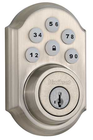 Kwikset Electronic Deadbolt Lock, Brass, 6 Button 909 15 SMT CP