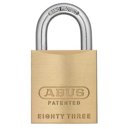 Abus Padlock, Keyed Alike, Standard Shackle, Square Brass Body, Steel Shackle, 15/16 in W 83/45 RK KA-100