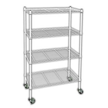 ZORO SELECT Wire Cart, 4 Shelf, L60 x W24 x H67 In. 3TPE9