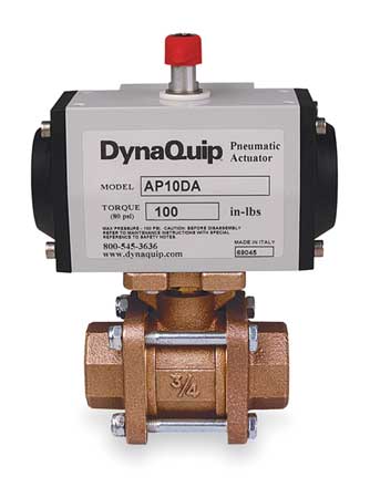 DYNAQUIP CONTROLS 1-1/2" FNPT Bronze Pneumatic Ball Valve Inline PVA67AMSR07512A