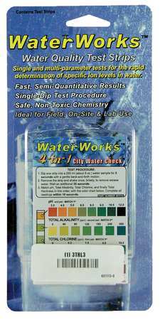 INDUSTRIAL TEST SYSTEMS Test Strips, 4 -In-1 City Water Check 481113-6