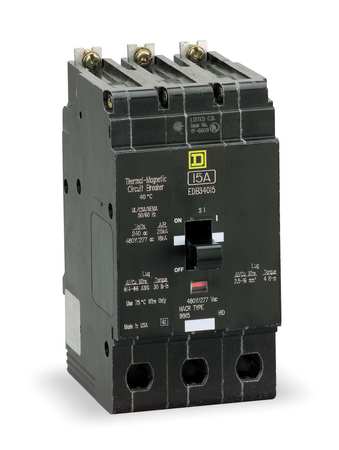 SQUARE D Miniature Circuit Breaker, EDB Series 60A, 3 Pole, 277/480V AC EDB34060