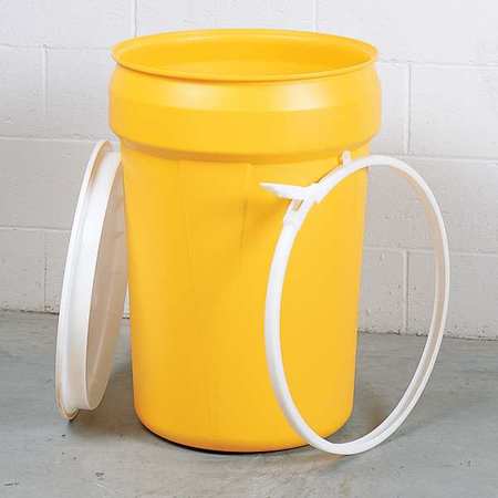 Eagle Mfg Open Head Overpack Drum, Polyethylene, 30 gal, Unlined, Yellow 1601