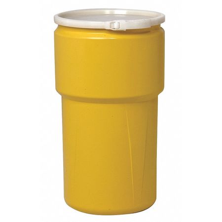 EAGLE MFG Open Head Transport Drum, Polyethylene, 20 gal, Unlined, Yellow 1652